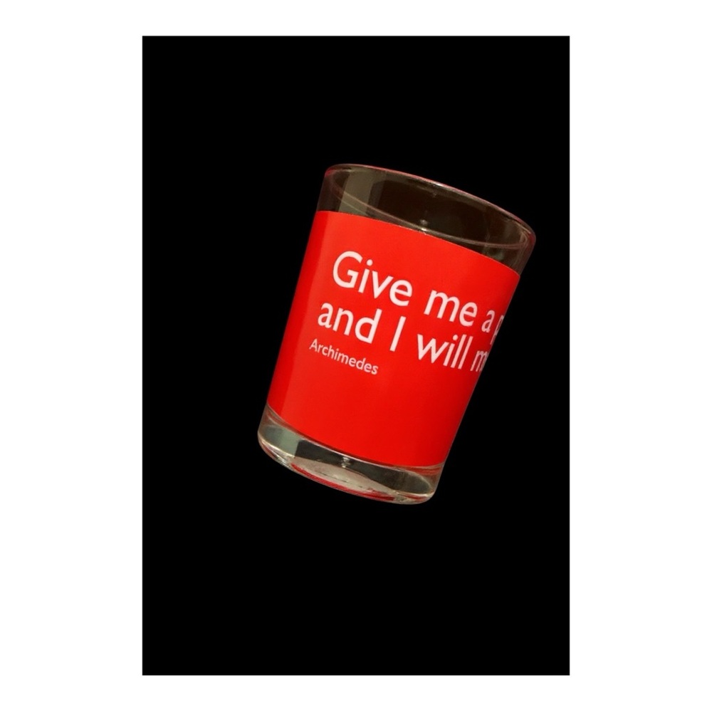 Red Archimedes Quote Glass Tumbler-give me a place to stand,and I will move …